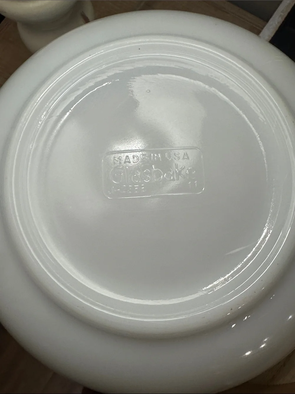 Vintage Glasbake milk glass “Blue Thistle”Cinderella-style mixing bowl